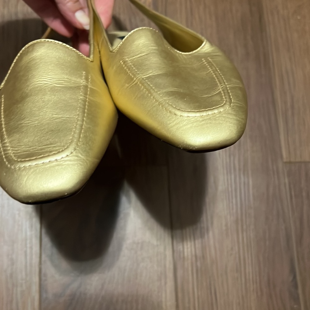 Leather Calico light gold flats 10M Sling back Classy Classic Versatile - Picture 7 of 10